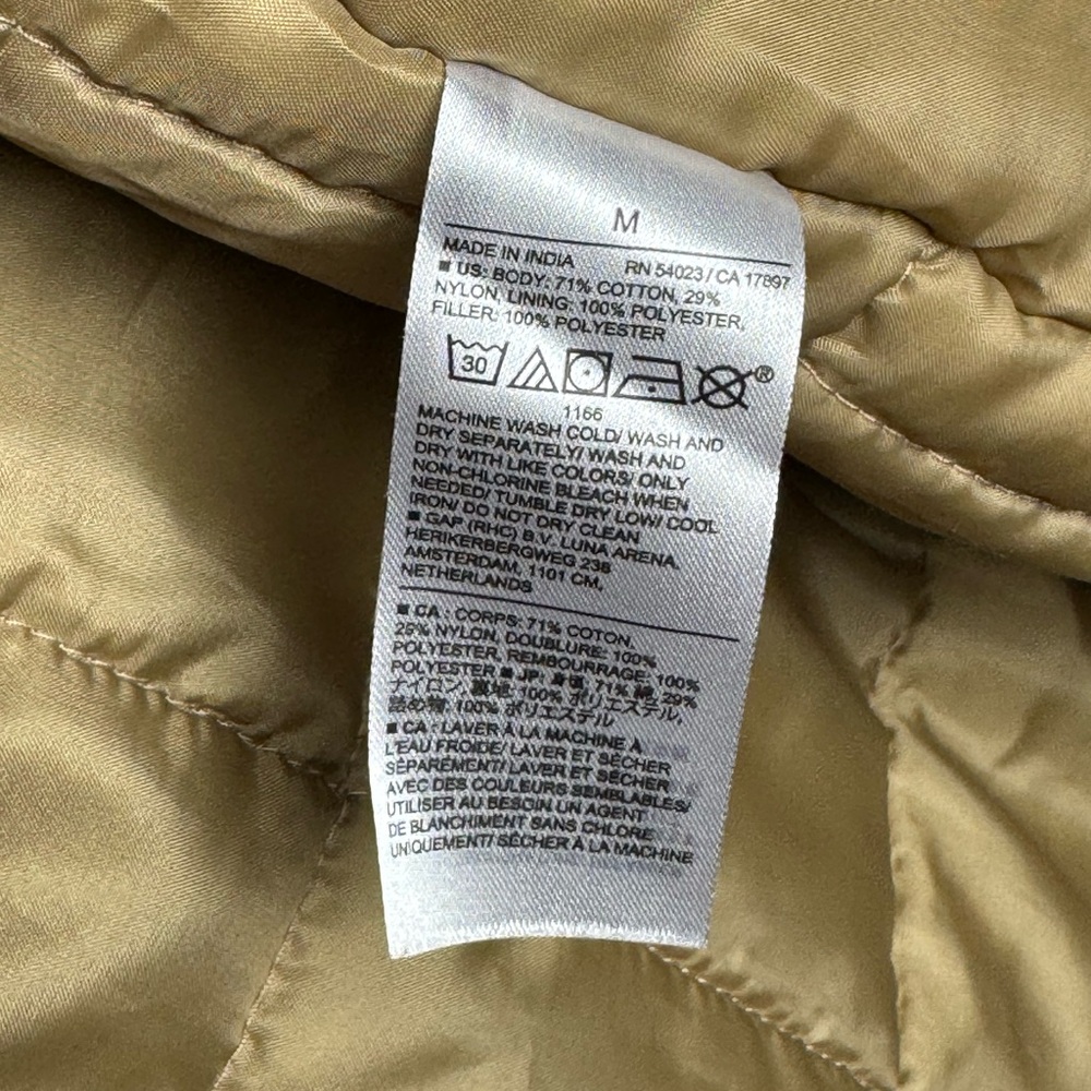 Banana Republic Men’s Parka Jacket Medium Olive Green Hooded Quilted Lined - Picture 8 of 8